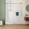 48" W x 76" H Frameless Sliding Glass Shower Door with Handle Clear Tempered Glass Stainless Steel Frame Adjustable Installation 2