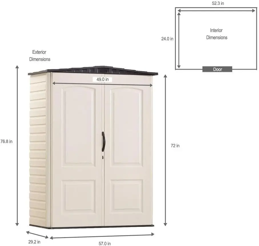 Large Vertical Resin Outdoor Storage Shed With Floor (6.2 x 4.6 Ft), Weather Resistant, Beige/Brown, Organization for 6