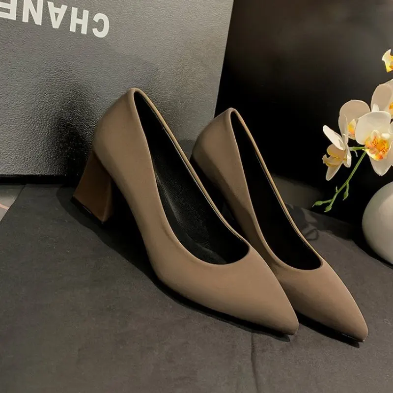 

High Heels Women Pumps Sexy Nightclub Wedding casual shoes Pointed Toe Parties Dress Slip-on Summer Shallow Square Big Size 42