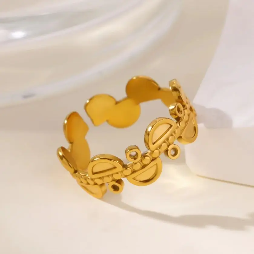 Fashion Mushroom Rings For Women Gold Color Stainless Steel