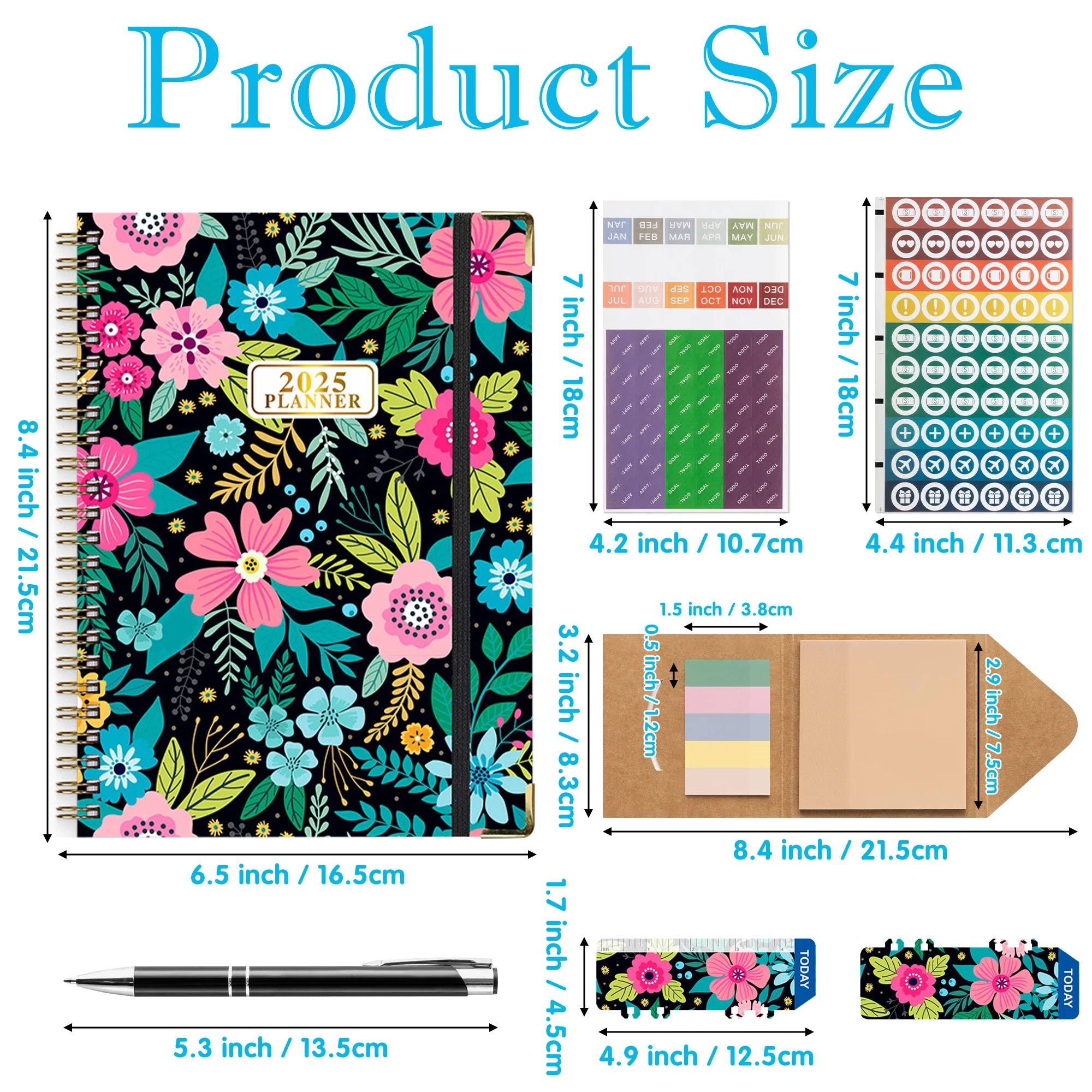 6pcs Bloom Daily Planner Notebook with Stickers for Organization schedule notebook,notebook diary journal,notebook diary