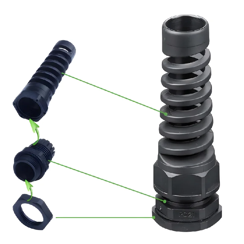 PG7 PG9 PG21 Nylon Cable conduit Gland 3-6.5 thread wire gland Plastic Flex Spiral Strain Relief cable connection