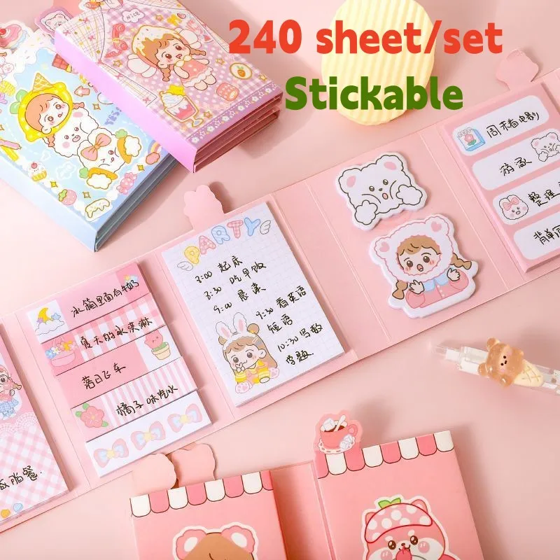 

240Sheets/Box INS Cartoon Memo Pad Kawaii Paper Sticky Notes Scrapbooking Decoration Cute Posted it Note Sticky Paper Pads