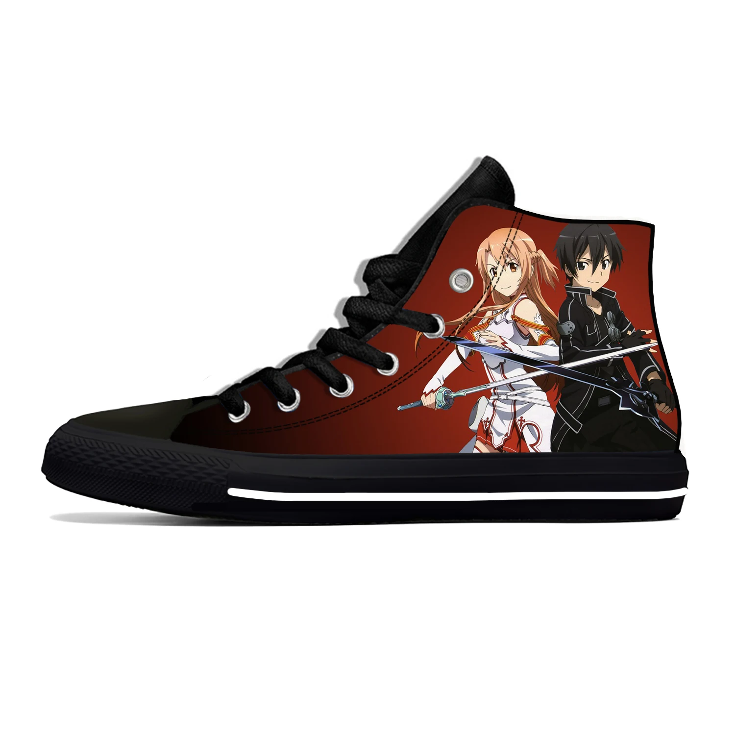 

Sword Art Online Kirito Asuna, легкая ткань, 3D принт, забавные модные высокие холщовые туфли, повседневные дышащие кроссовки для мужчин и женщин