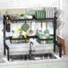 dish drying rack,Telescopic extension tableware storage rack above the sink,No need to punch holes,Suitable for kitchen supplies 1