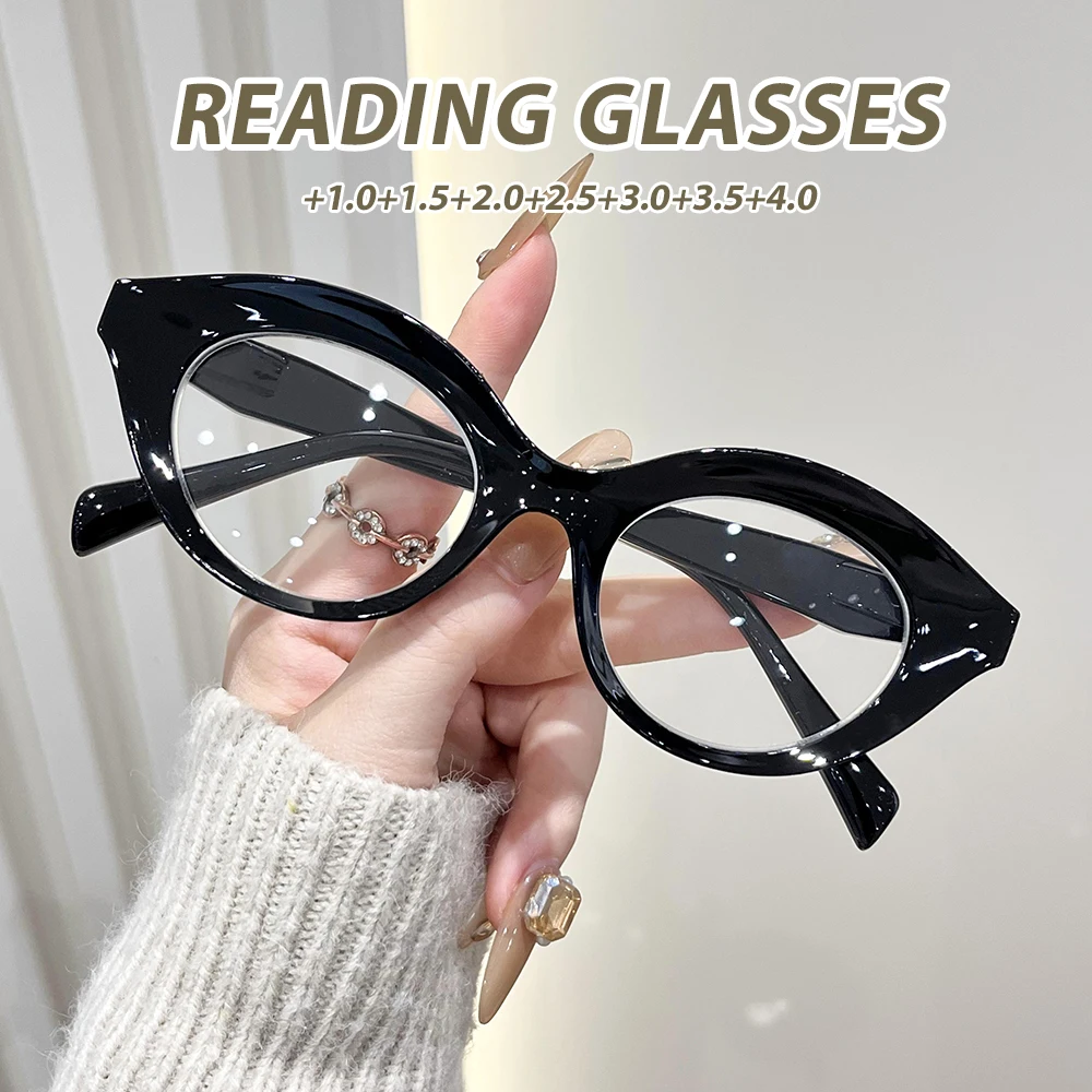 Oyalie Cat-Eye Fashionable Reading Glasses - Transparent Spliced Retro Frame, Trendy and Stylish Design, Perfect Accessory