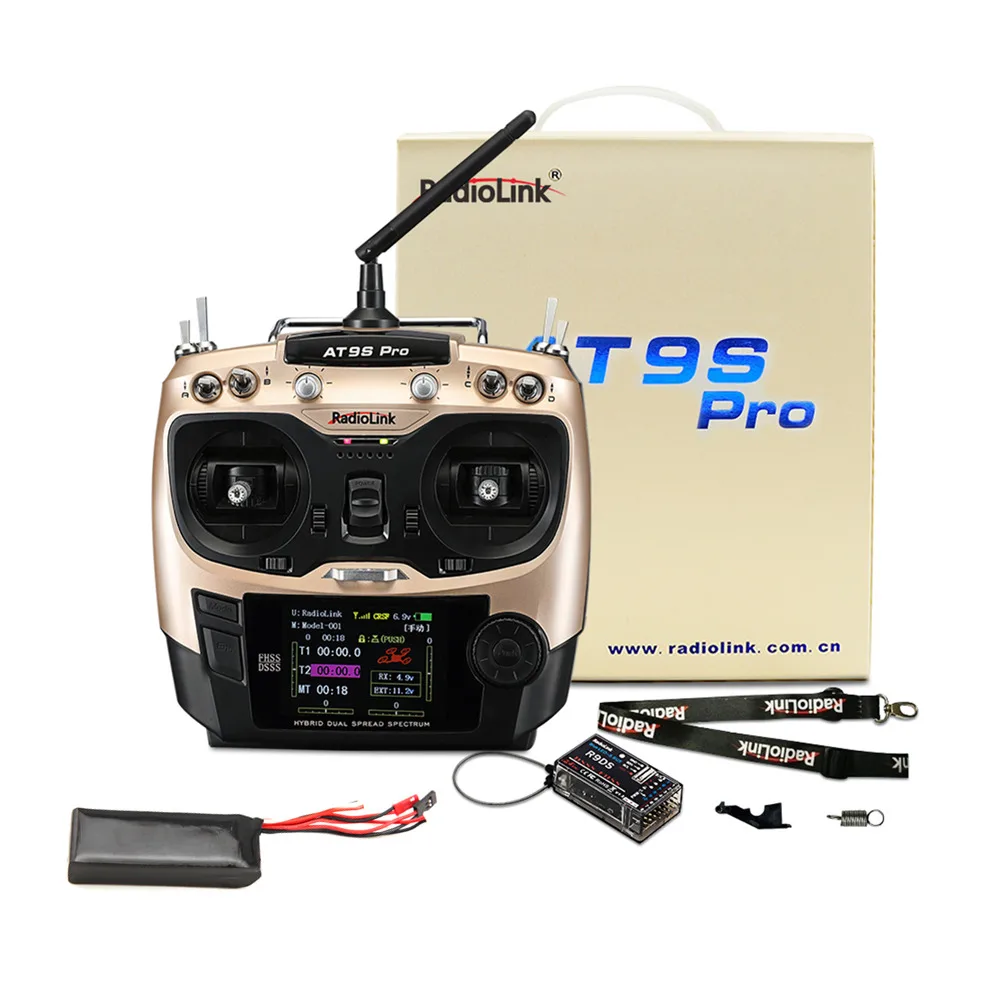 

RadioLink AT9S PRO 2.4G 12CH DSSS FHSS Transmitter with R9DS Receiver 3S 2200mah 8C Battery for RC Airplane Helicopter FPV Drone