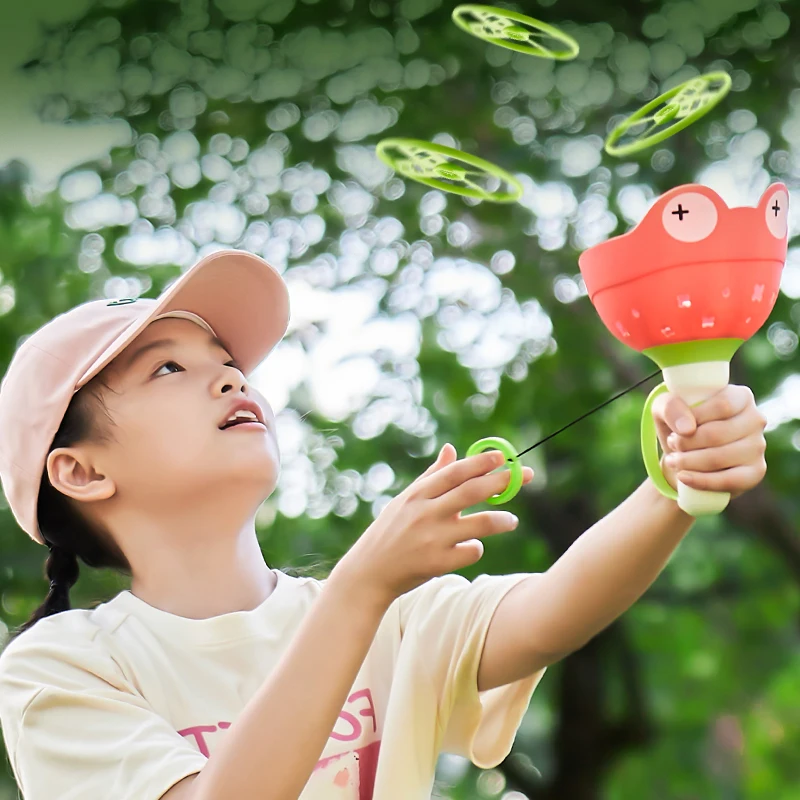 Pull String Flying Saucer Disc Launcher Kids Flying Toys Throw Catch Outdoor Sport Propeller Children Garden Game Gift For Boy - Bilde 5