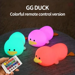 Doudou Duck Soft Silicone Night Light for Kids - USB Rechargeable with Touch Activation and Timer (GG RGB)