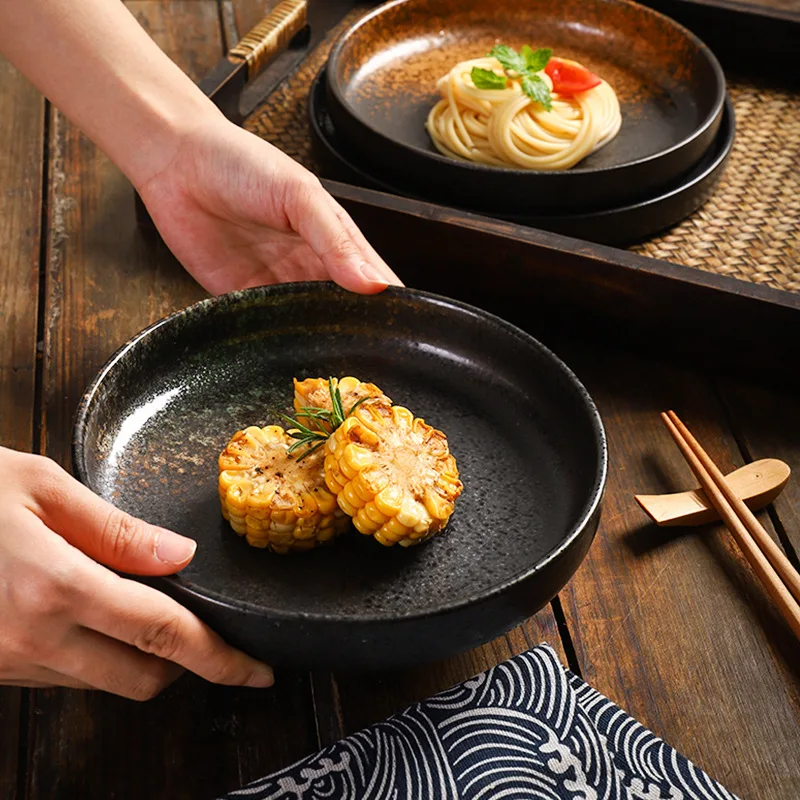 8-inch Japanese-style ceramic disc creative western food plate pizza plate pasta flat Nordic household dining tableware