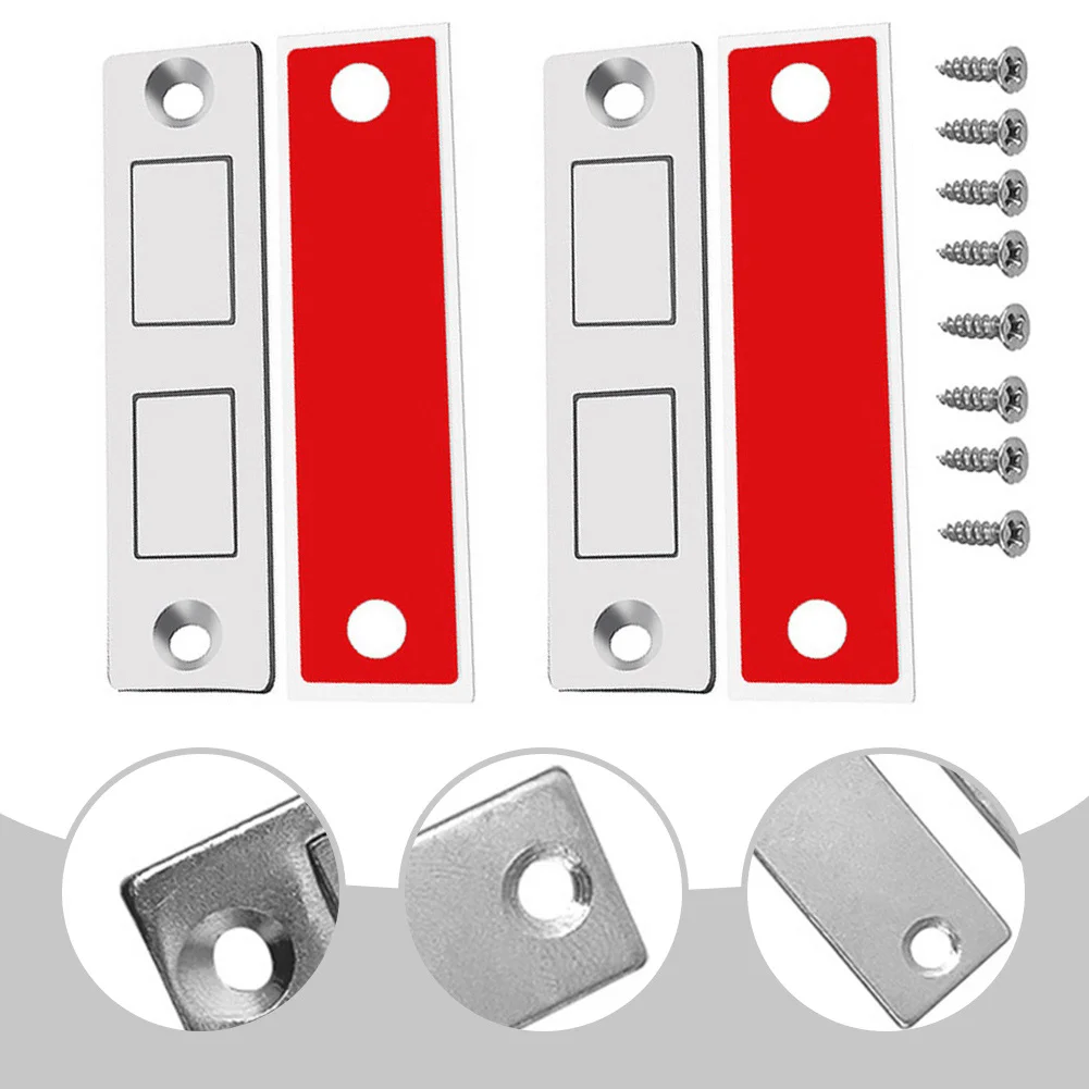 Magnetic Cabinet Catches Door Stops Magnet Invisible Ultra-Thin Anti-Rust Door Magnet Suction With Screw Catch Hardware 2Set