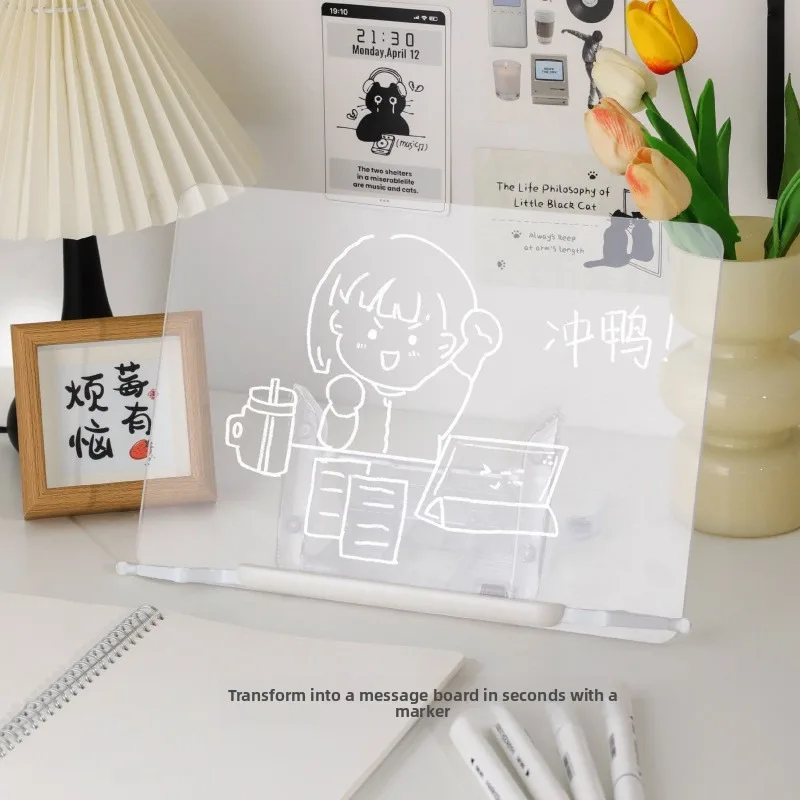크리스탈처럼 맑은 아크릴 독서대. 투명하고 튼튼하며 다양한 각도로 사용 가능한 책꽂이 (공부 및 사무실용).