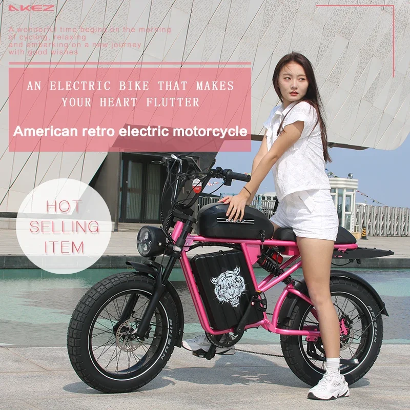 AKEZ-S2PRO-Dual Battery Model 1500W48V26AH All-Terrain Fat Tire Electric Bicycle Dual Suspension Retro Model
