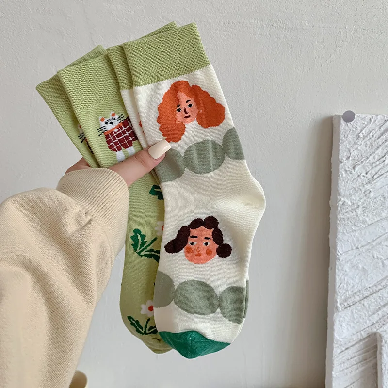 

Kawaii Lions Socks Women Cartoon Printing Women Funny Socks Casual Fashion Cottons Breathable Harajuku Vintage Crew Socks 1 Pair