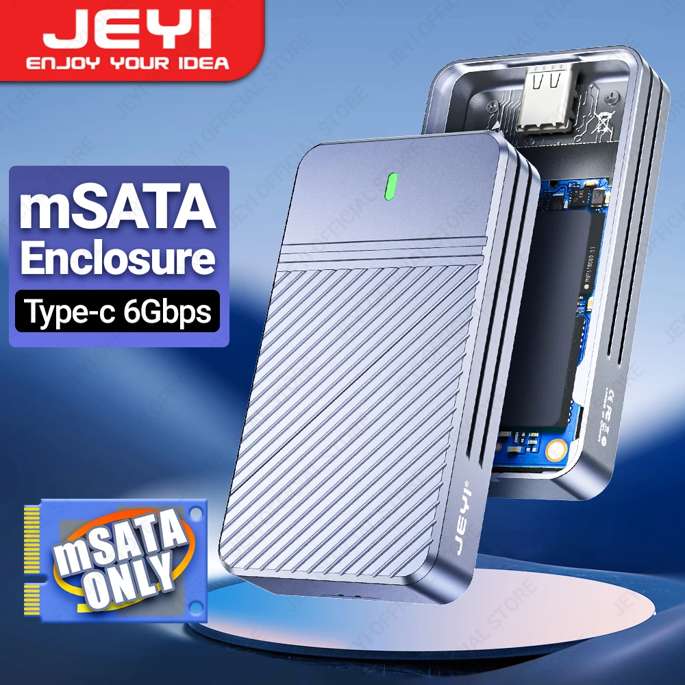 Jeyi-msata para Usb 3.1 Gen2 Ssd Caixa Adaptadora com Porta tipo c Unidade de Estado Sólido Interna Disco Rígido 10gbps