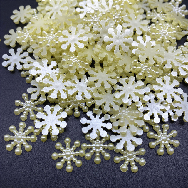 15mm White Ivory Snowflake Shape Beads Craft Imitation Pearls Flatback For Art Scrapbooking DIY Decoration