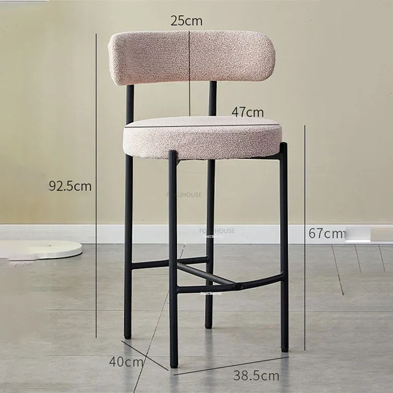 Modern Lambswool Bar Stool Designer Restaurant Restaurant Light Luxury Upscale Backrest Bar Chair Furniture Counter Stool
