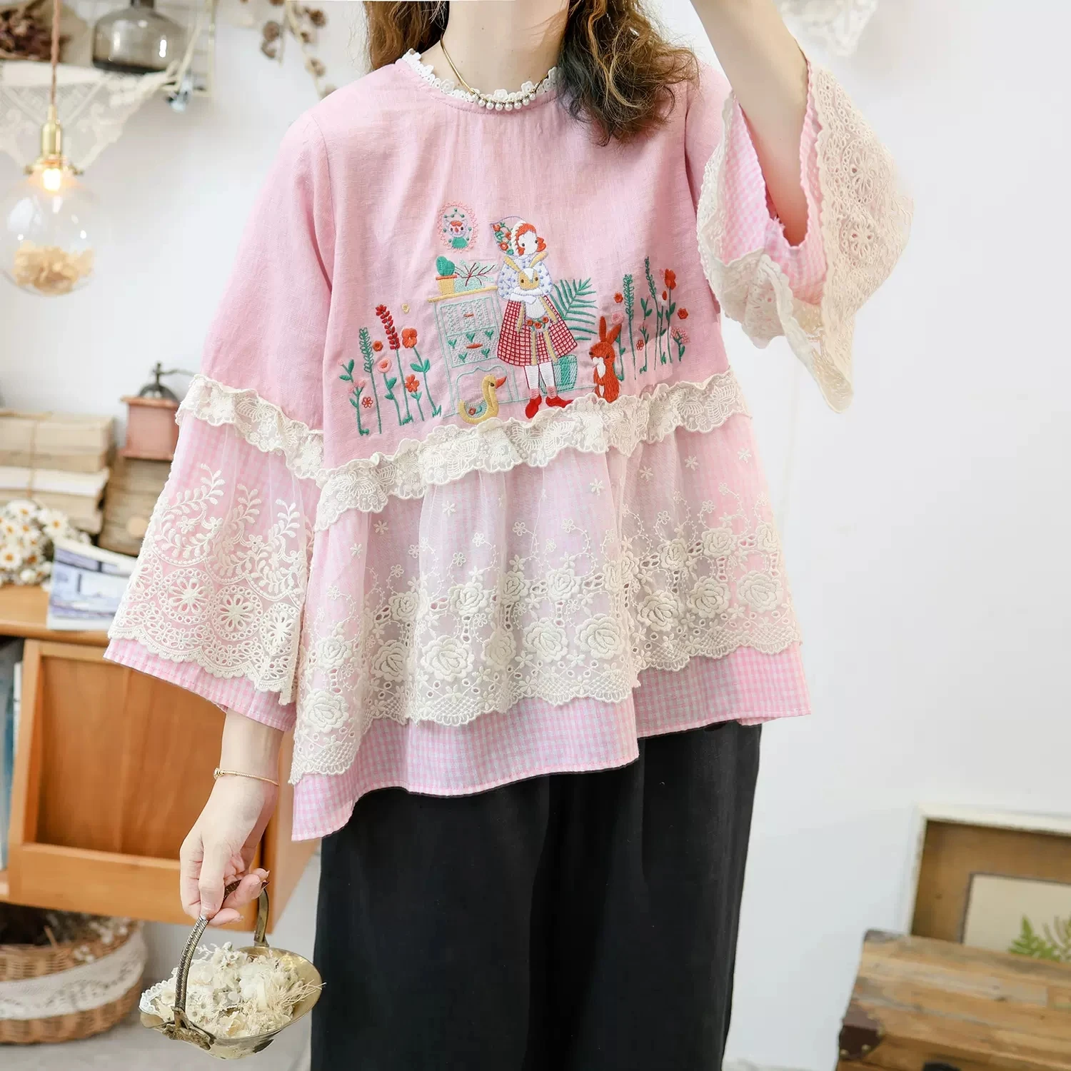 Mori Kei Embroidered Shirt