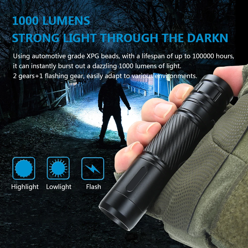 Description Picture 6 of itemBALDR SC8 LED Flashlight 1000LM Tactical Tail Switch Flash Lights Portable Pen Clip Rechageable 1500mah Emergency Torch