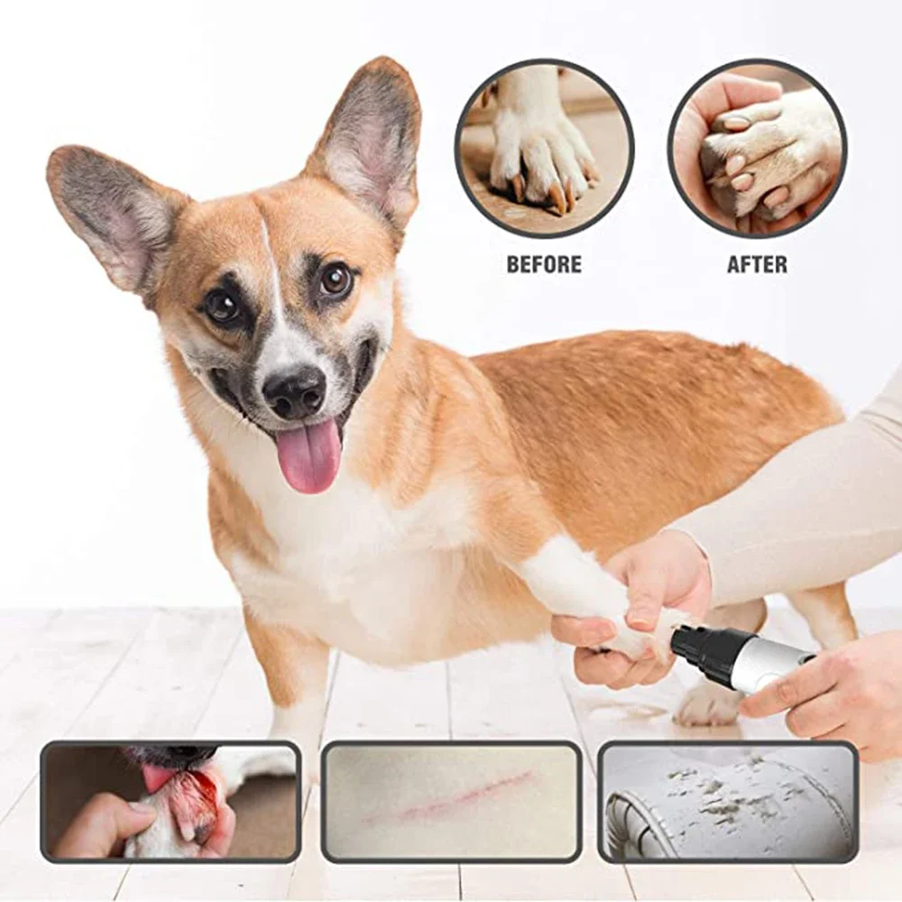 Electric Dog Nail Grinder Puppy Cat Nail Clippers Professional Pet Grooming Gadget Diamond Bit Replacement Head Dog Nail Trimmer