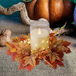 Autumn Candle Ring Garland for Rustic Decor and Home Parties (Yellow)