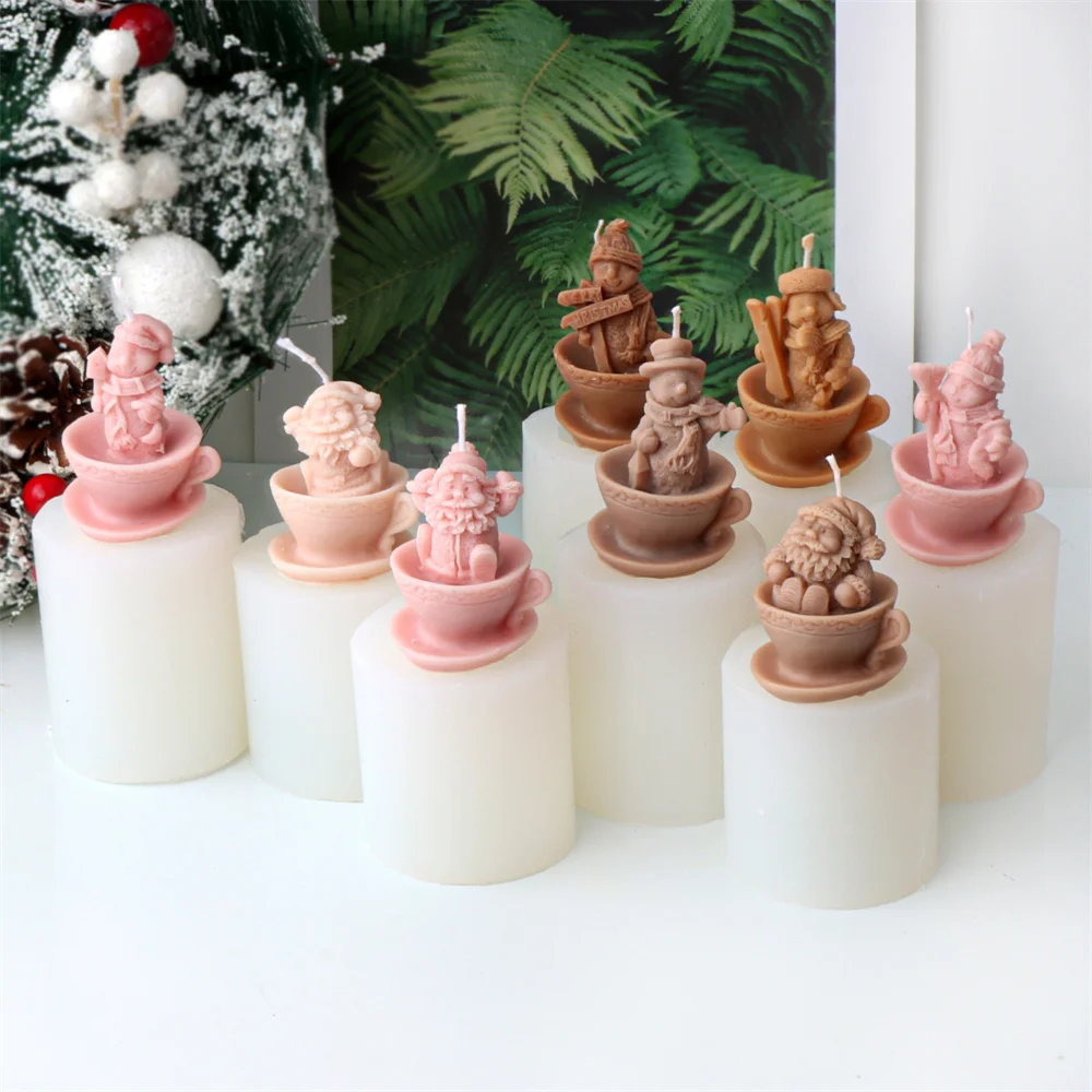 3D Santa Claus Snowman Candle Silicone Mold DIY Cake Making Tool Christmas Decor Gift Scented Candle Plaster Resin Mould
