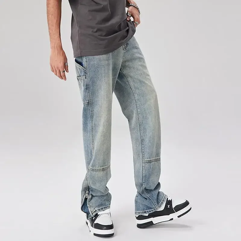 Men\'s Fashion Jeans Casual Cotton Classic Style Trousers Business Straight Fit Soft Trousers Male Spring Summer Pants C11