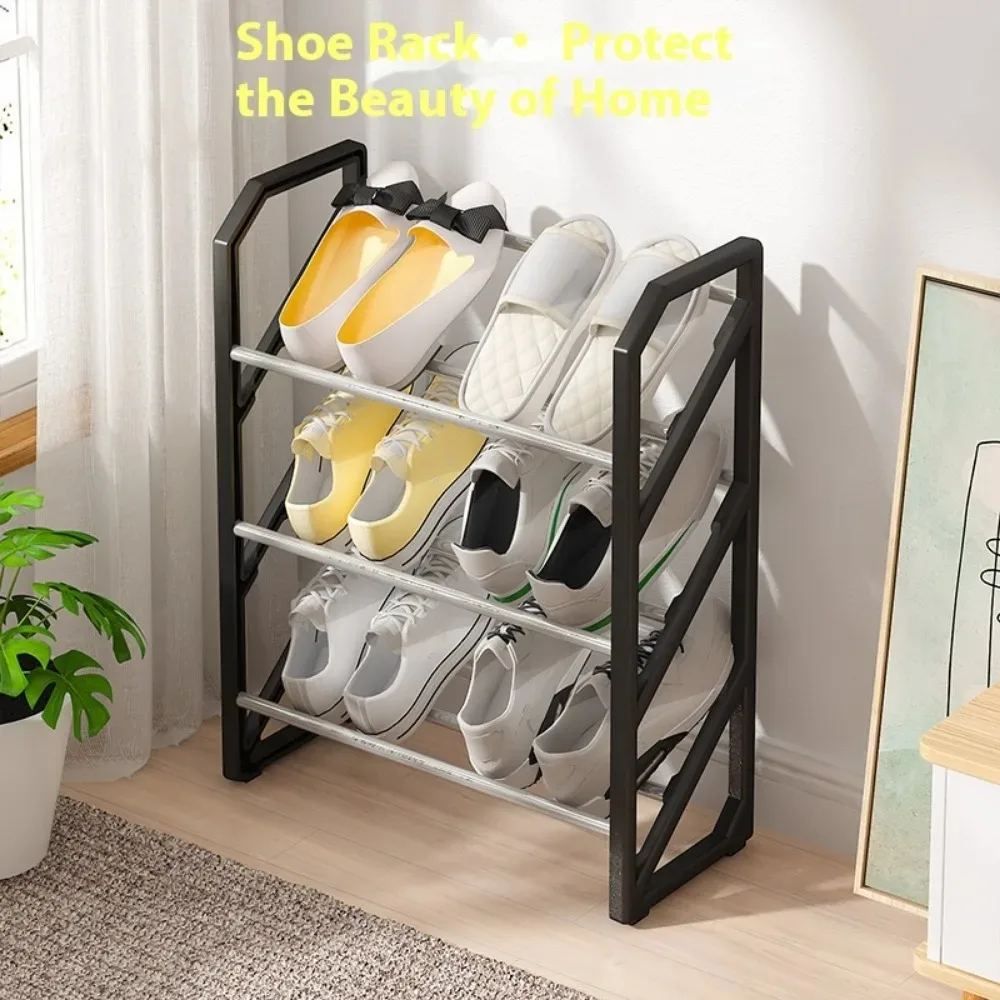 Simple Shoe Rack Hallway Shoe Rack Easy To Assemble Shoes Racks Trapezoidal Living Room Space Saving Shoes Shelf Room Balcony