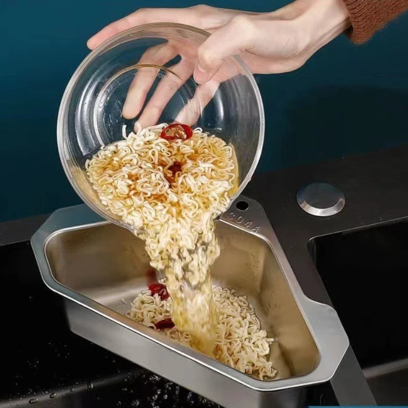 New Kitchen Sink Stainless Steel Asphalt Basket New Triangular Filter Net 304 Pool Storage Rack Asphalt Rack Sink