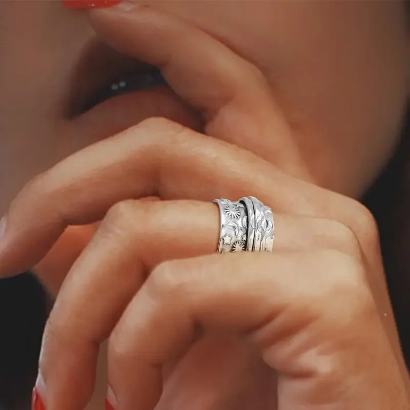 Simple Retro Star and Moon Ring for Women Men Creative Punk Hip Hop Personalized Ring Bohemian Jewelry Gifts طيز بنات صغار