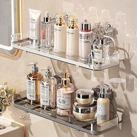 Bathroom Storage Rack Iron Strong Suction Cup No Drilling Wall Mounted Toilet Storage Rack Kitchen Storage Rack Household 1