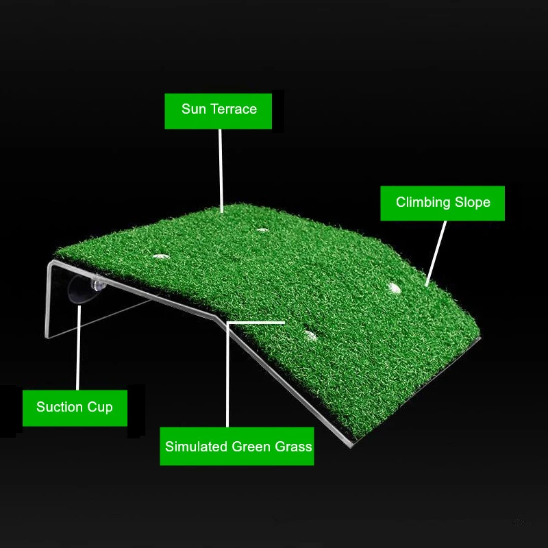 Large Turtle Basking Platform Habitat Simulation Lawn Ramp Dock Floating Island for Reptile Terrarium Aquarium Accessory