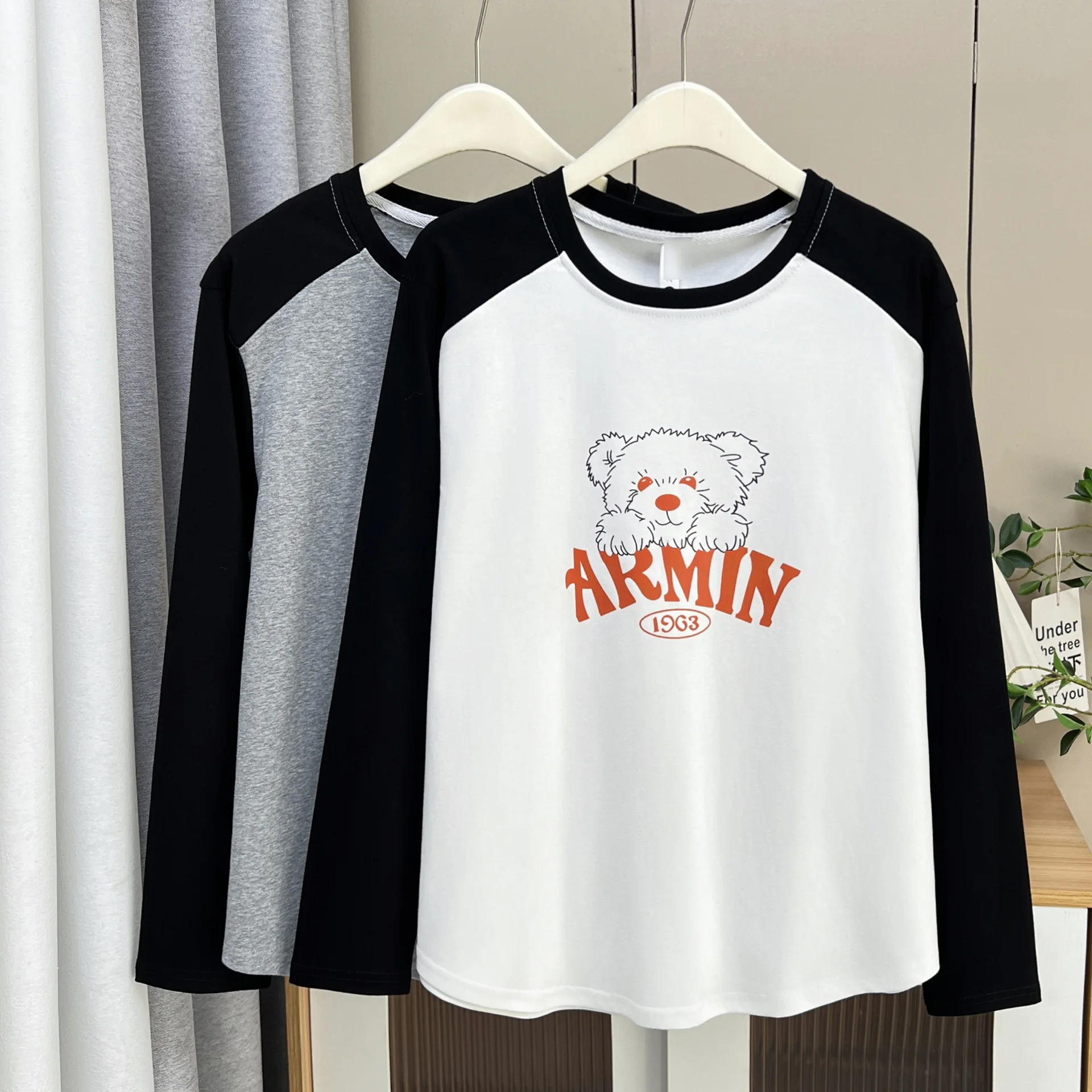 Fashion Plus Size Women's T-Shirt Autumn Stylish And Youthful Multi Color Bear Print Long Sleeve Top 6264