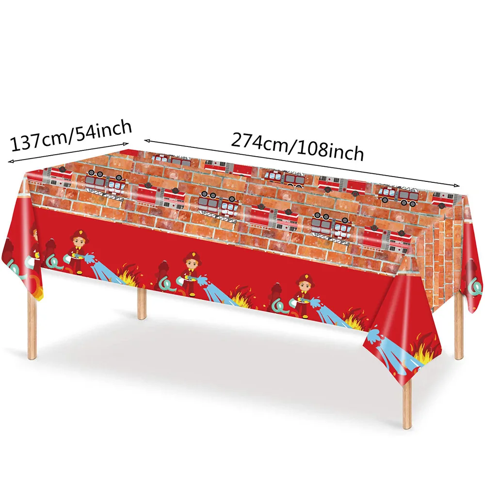 Firefighter Birthday Party Supplies Fire Truck Plates Napkins Cups Tablecloth Decorations