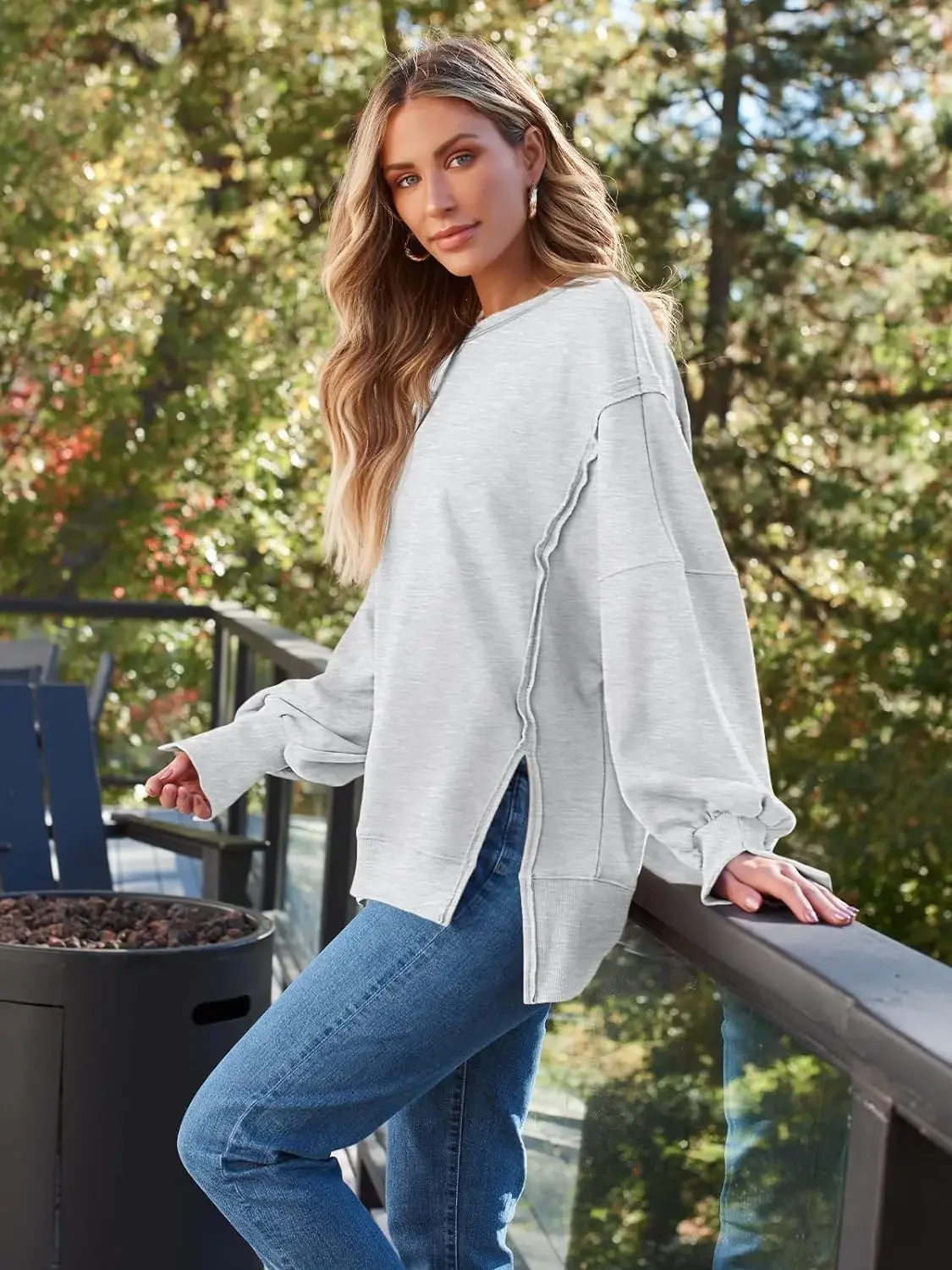 Womens Oversized Crewneck Sweatshirts Hoodies Fall Outfits Fashion Teen Girls Y2k Winter Clothes Streetwear Women