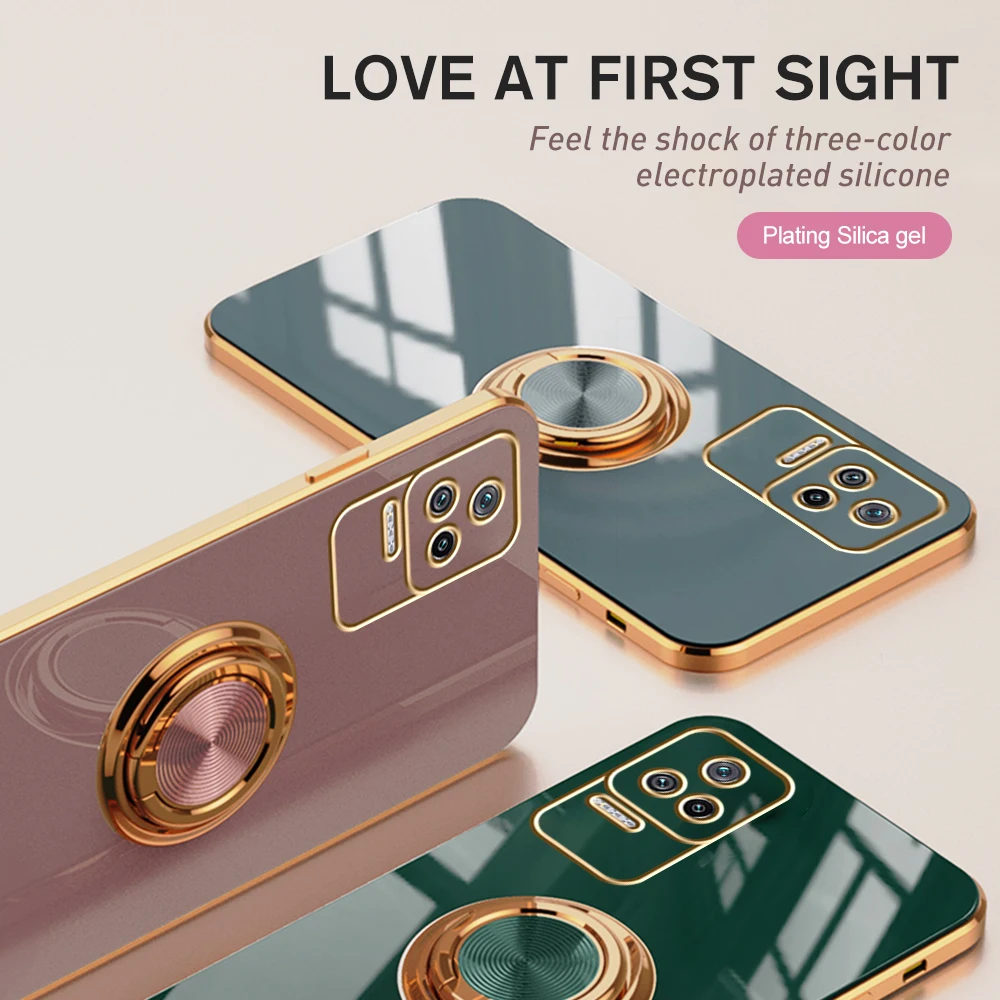 For-Xiaomi-Poco-F4-5G-Case-Plating-Gold-Frame-TPU-Soft-Cover-Poko-Poxo ...