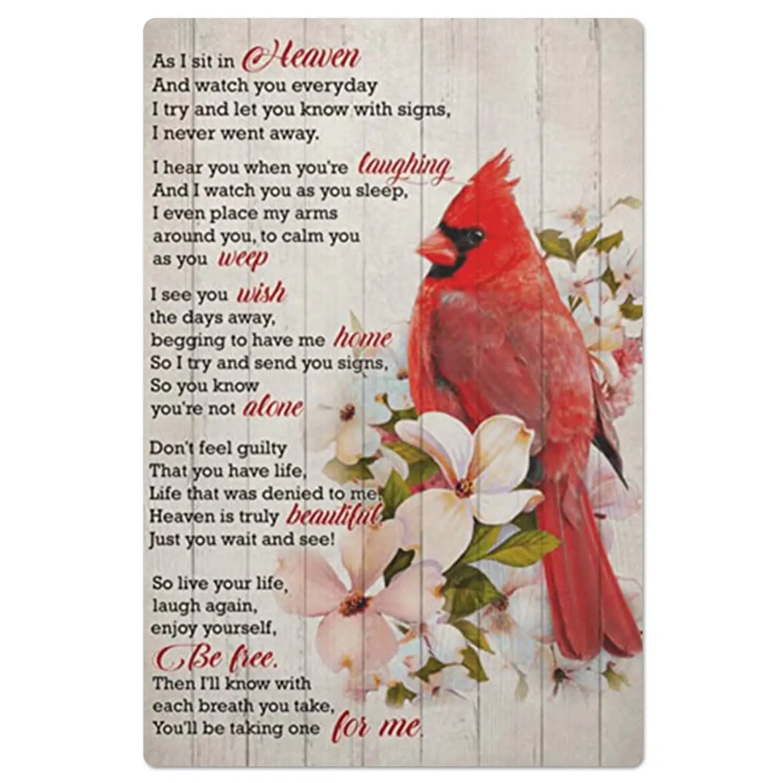 

As I Sit In Heaven And Watch You Everyday Cardinalis metal Board Hanging Signs Wall Art Decor Home Garden Church Bar Memorial Ar