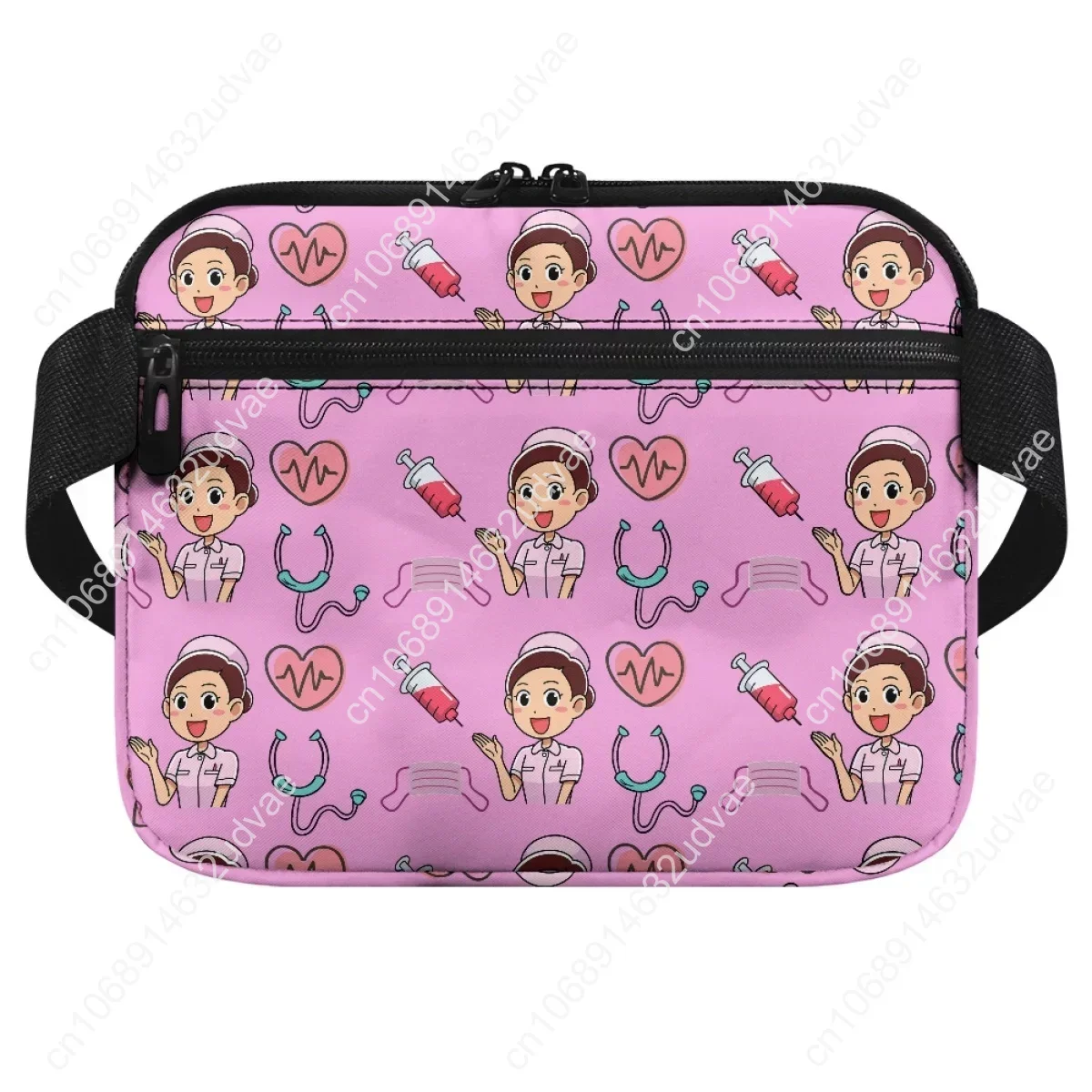 Pink Heartbeat Medical Design Portable Nurse Waist Bag Hospital Work Multi-Pockets Casual Organizer Pouch Fanny Pack sac femme