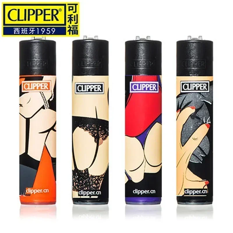 Butane Gas Lighter Cigarette Lighter Clipper Brand Personalized Patterns Nylon Butane Inflatable Lighters Grinding Wheel Lighters Butane Torch