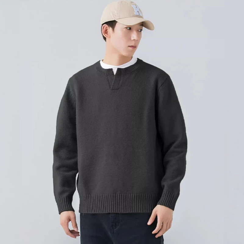 Korean Harajuku Basic Model Autumn Winter Daily Casual Sweaters Knitwear New V-Neck Long Sleeve for Men Clothing Pullovers M-3XL