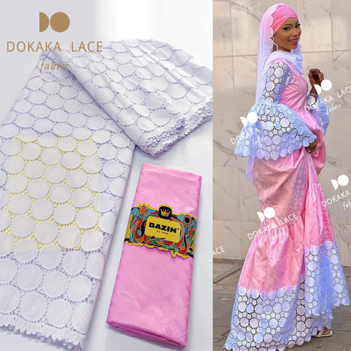 Wholesale Pure White Bazin Riche With Stones Embroidery Laces Nigerian ...