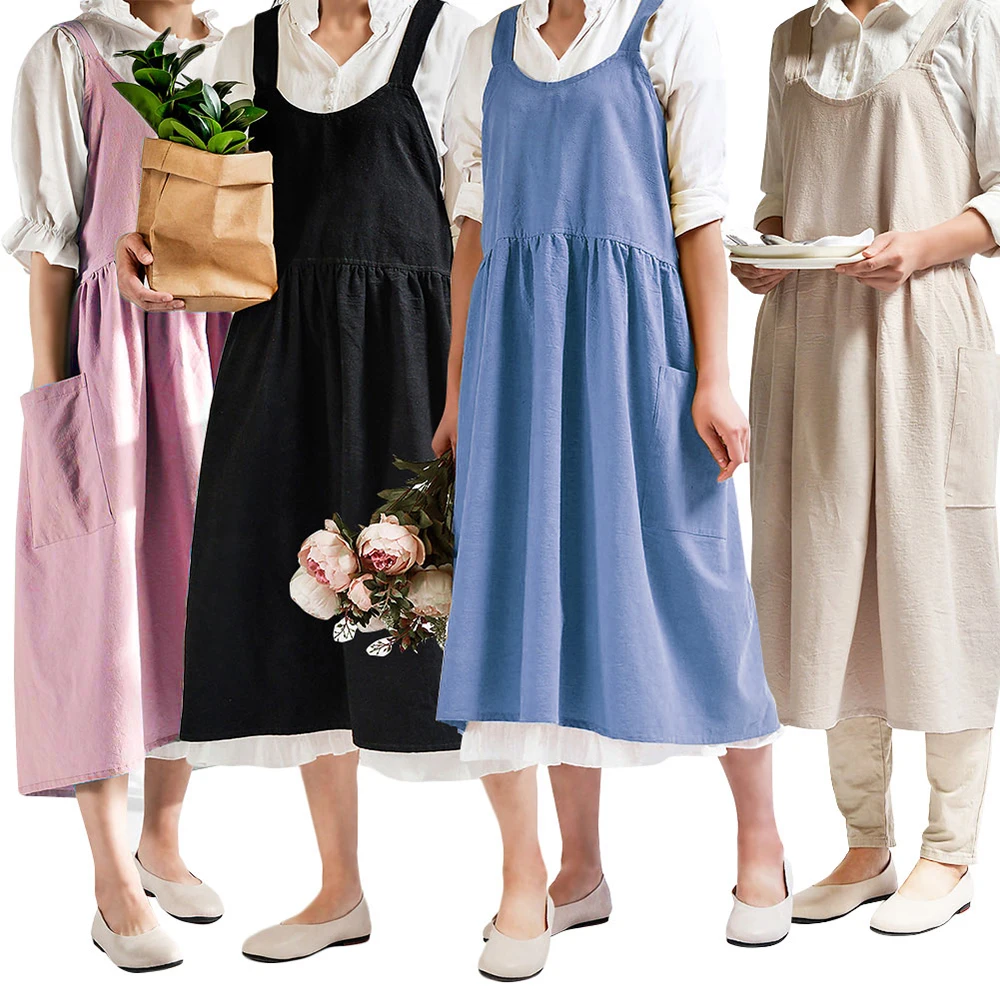 

Nordic Florist Apron Cotton Linen Gardening Coffee Shops Kitchen Aprons For Cooking Baking Restaurant Apron Housework Pinafore