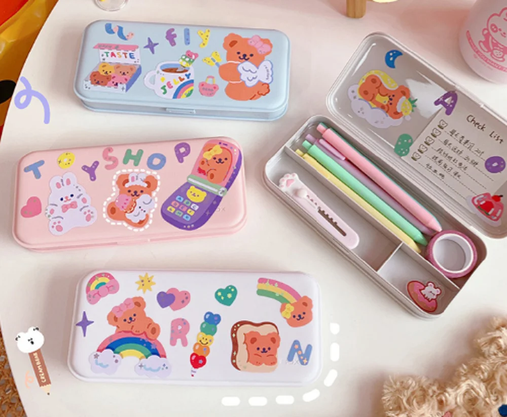 Creative Stationery Box Large Capacity Simple And Transparent Matte Pencil Box Student Plastic Pencil Office Stationery