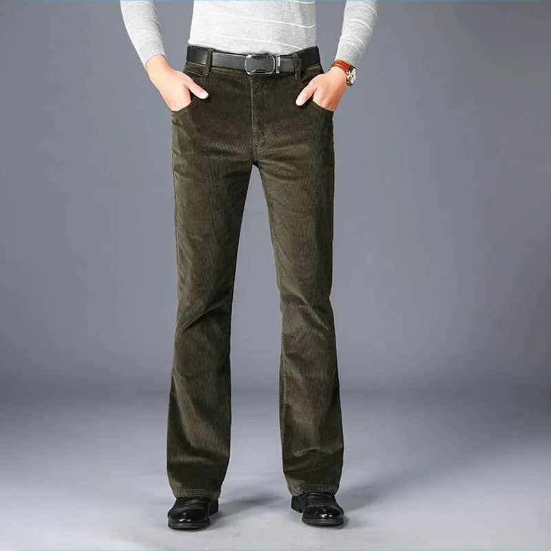 Men's Autumn And Winter New High Waist Micro Horn Lamp Core Flannelette Trousers Velvet Casual Pants