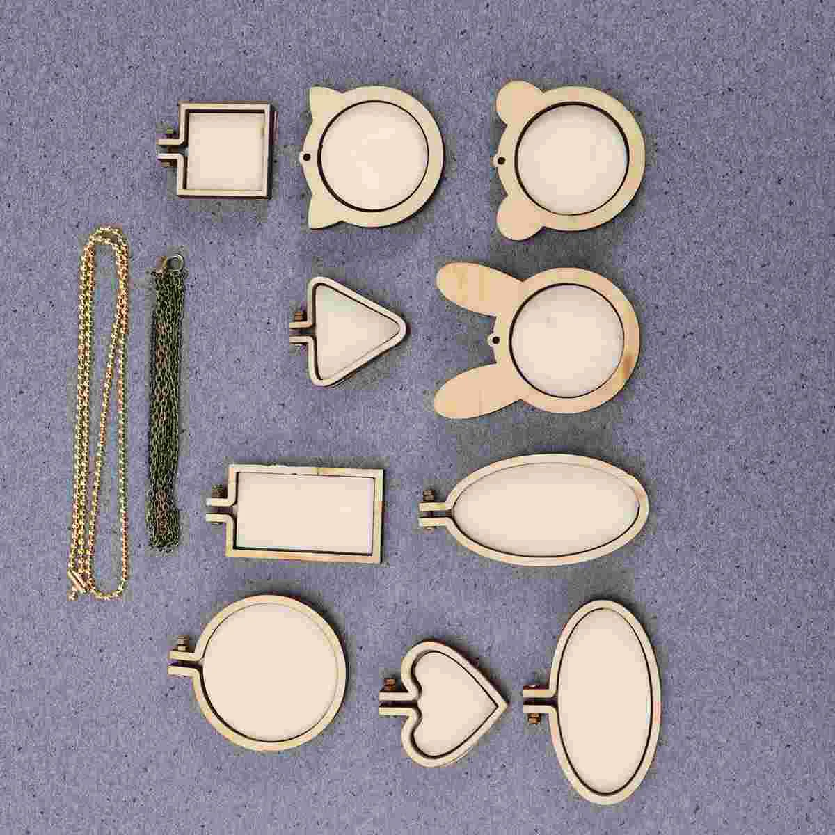 

12 Wooden Embroidery Hoops Wooden Cross Stitch Round Oval Wood Hoops Small Pendant for Embroidery and Cross Stitch