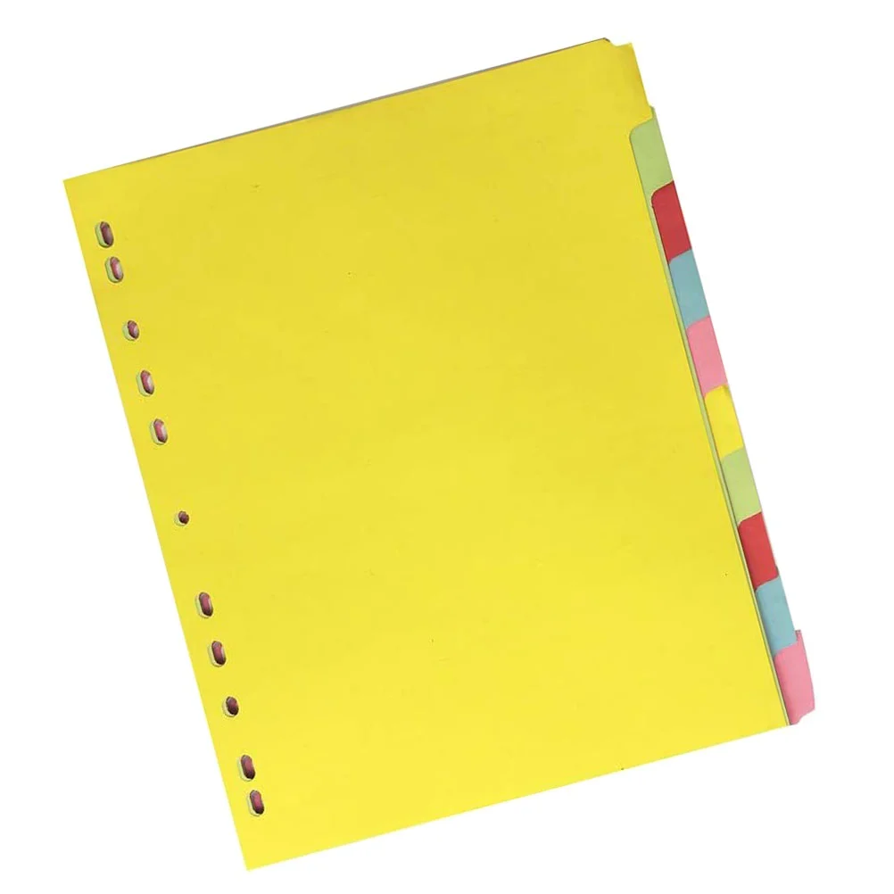 

12 Pcs Color Sort Paper Dividers Labels 11-Holes Index Sorting A4 Page Colored Tab Plastic Category Indexing Cards