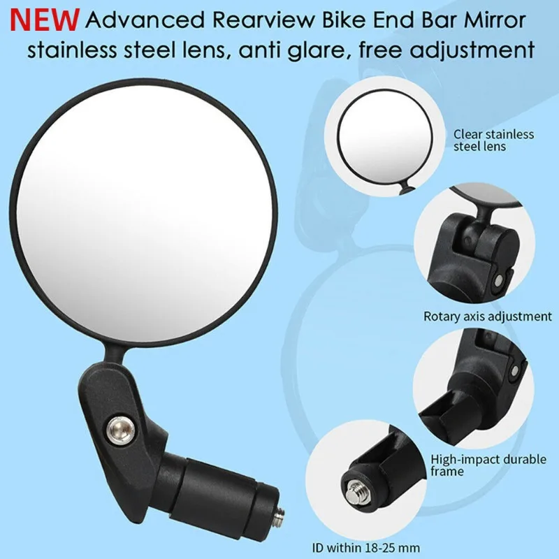 1/2PCS Universal Bicycle Rearview Mirror Adjustable Rotate Wide-Angle Cycling Handlebar Rear View for MTB Road Bike Accessories