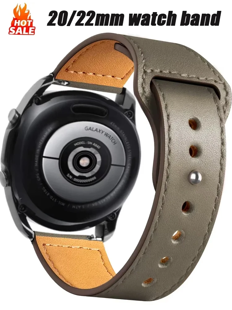 Magnetic Leather Strap with Metal Accents - Premium 22mm/20mm Band Bracelet