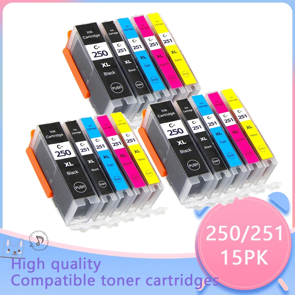 5PK Ink Cartridges Fit PGI-250XL CLI-251XL Pixma MG5422 MG5522 - Foto 6