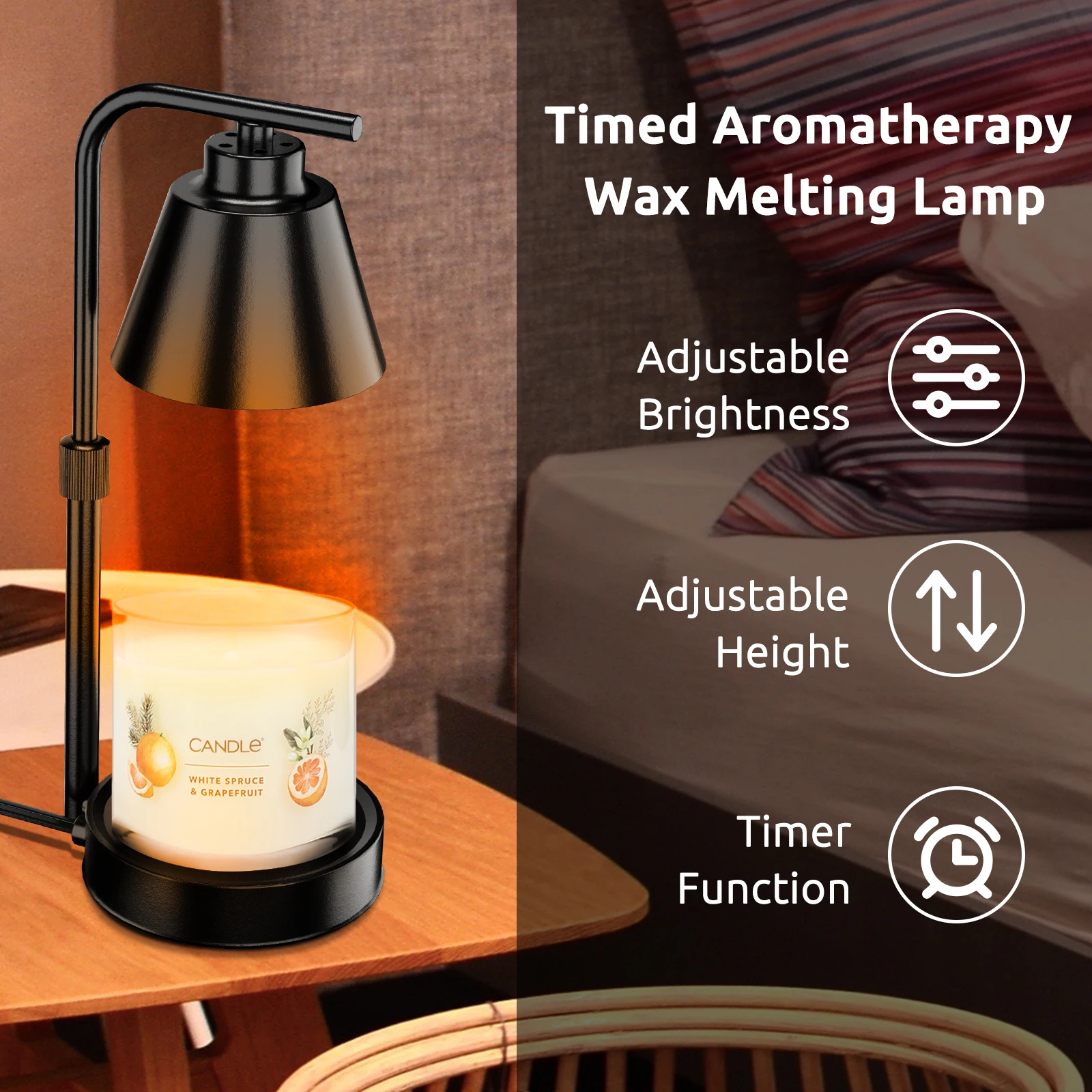Candle Warmer Lamp with Timer- Dimmable Electric Wax Melt Warmer, Lamp Candle Warmer 110v US Plug